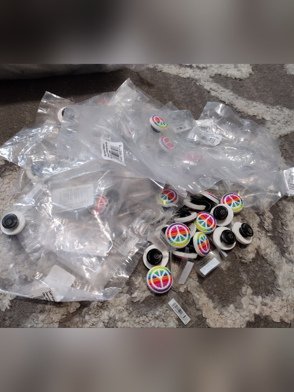 NEW Jibbitz Rainbow Peace Sign Croc Shoe Charms Lot Of 25